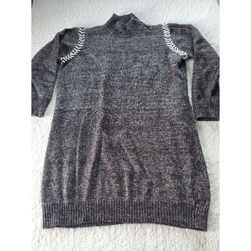 One A Women's Gray Knit Sweater Dress High Neck Casual Cotton Blend Sz 2X